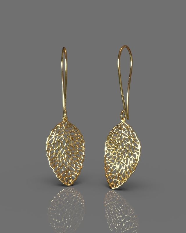 Pendant earrings leaf set 3D print model_14