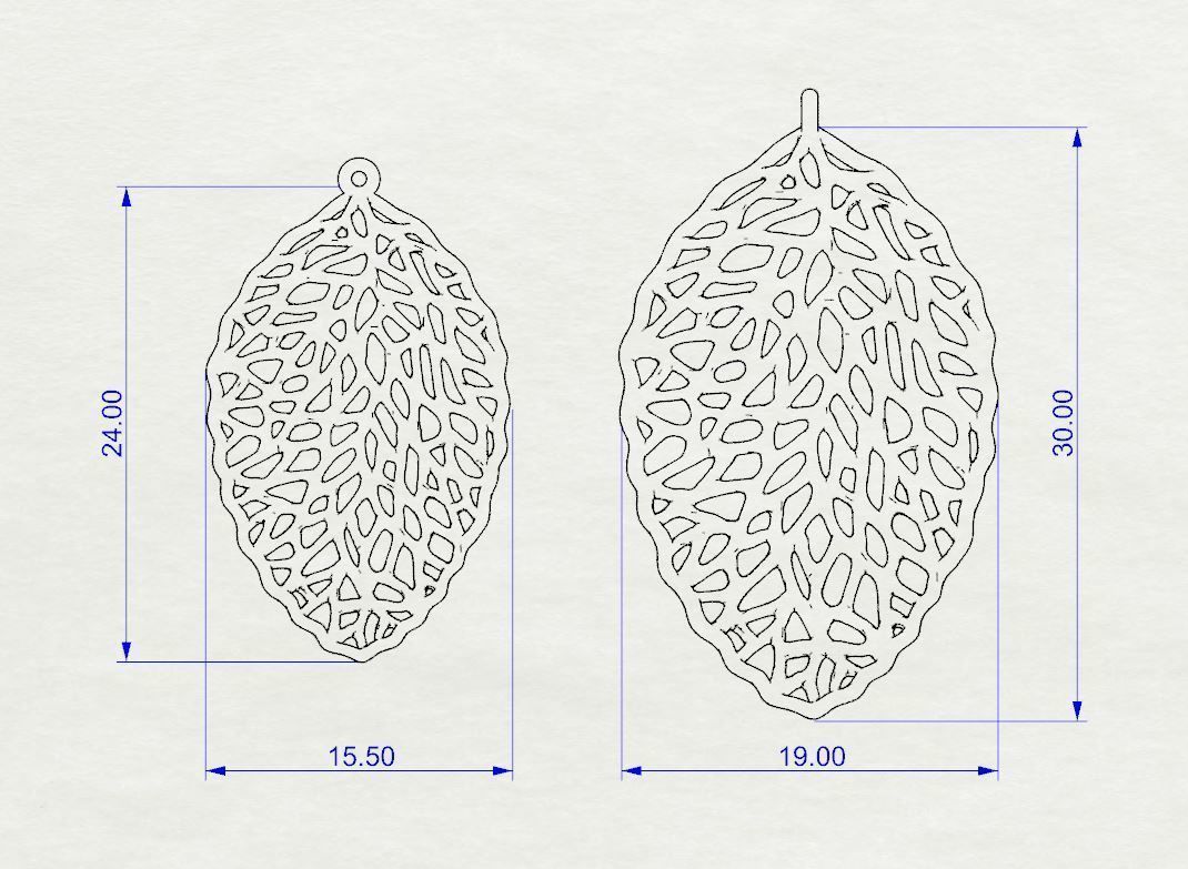 Pendant earrings leaf set 3D print model_16