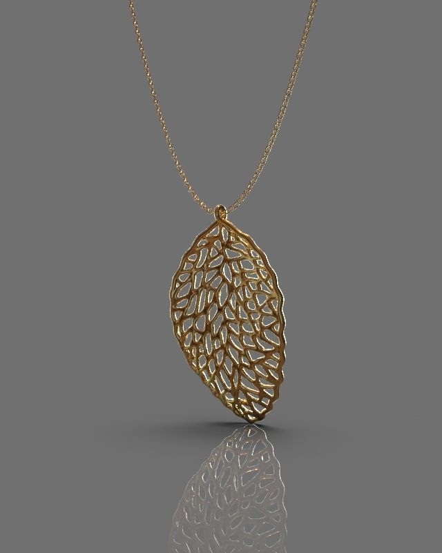 Pendant earrings leaf set 3D print model_9