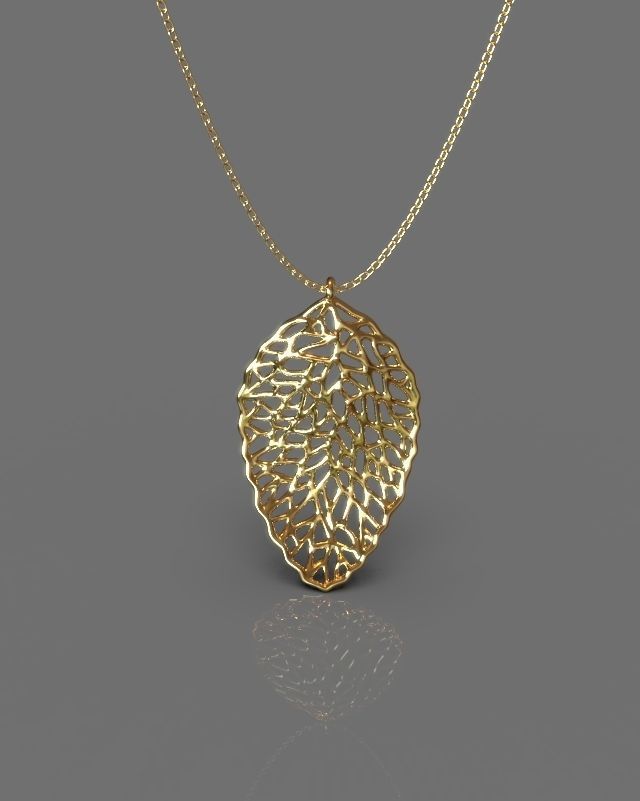 Pendant earrings leaf set 3D print model_10