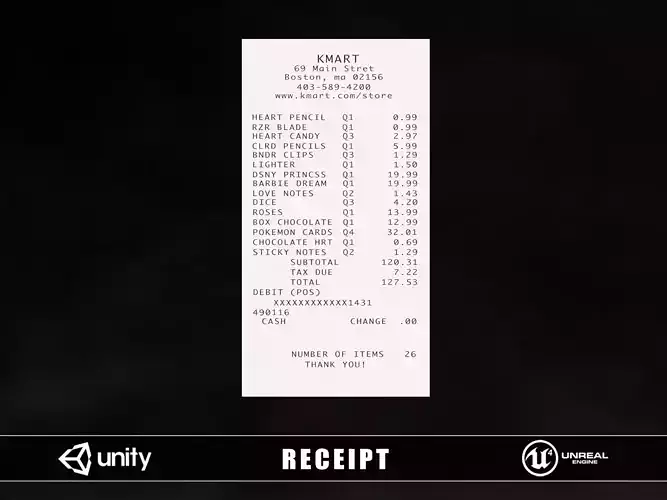 Receipt Low-poly 3D model