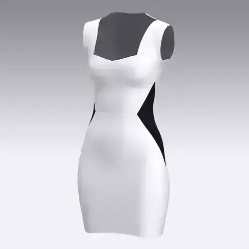 DRESS HOURGLASS LOOK WHITE BLACK