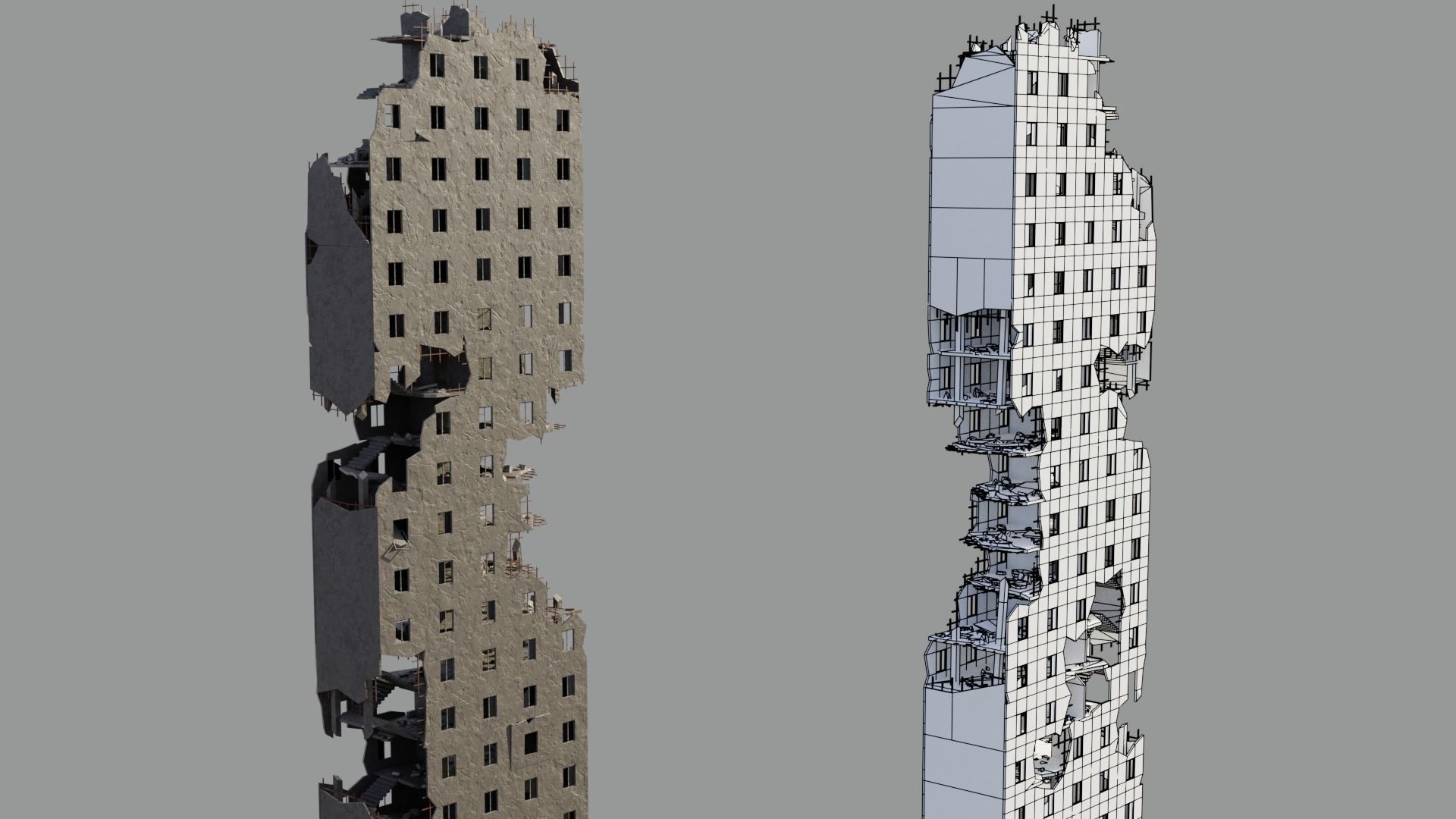 Post Apocalyptic Ruined City 3D model_12