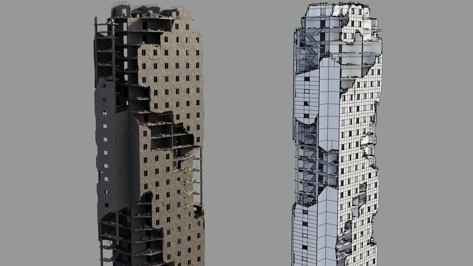 Post Apocalyptic Ruined City 3D model_4