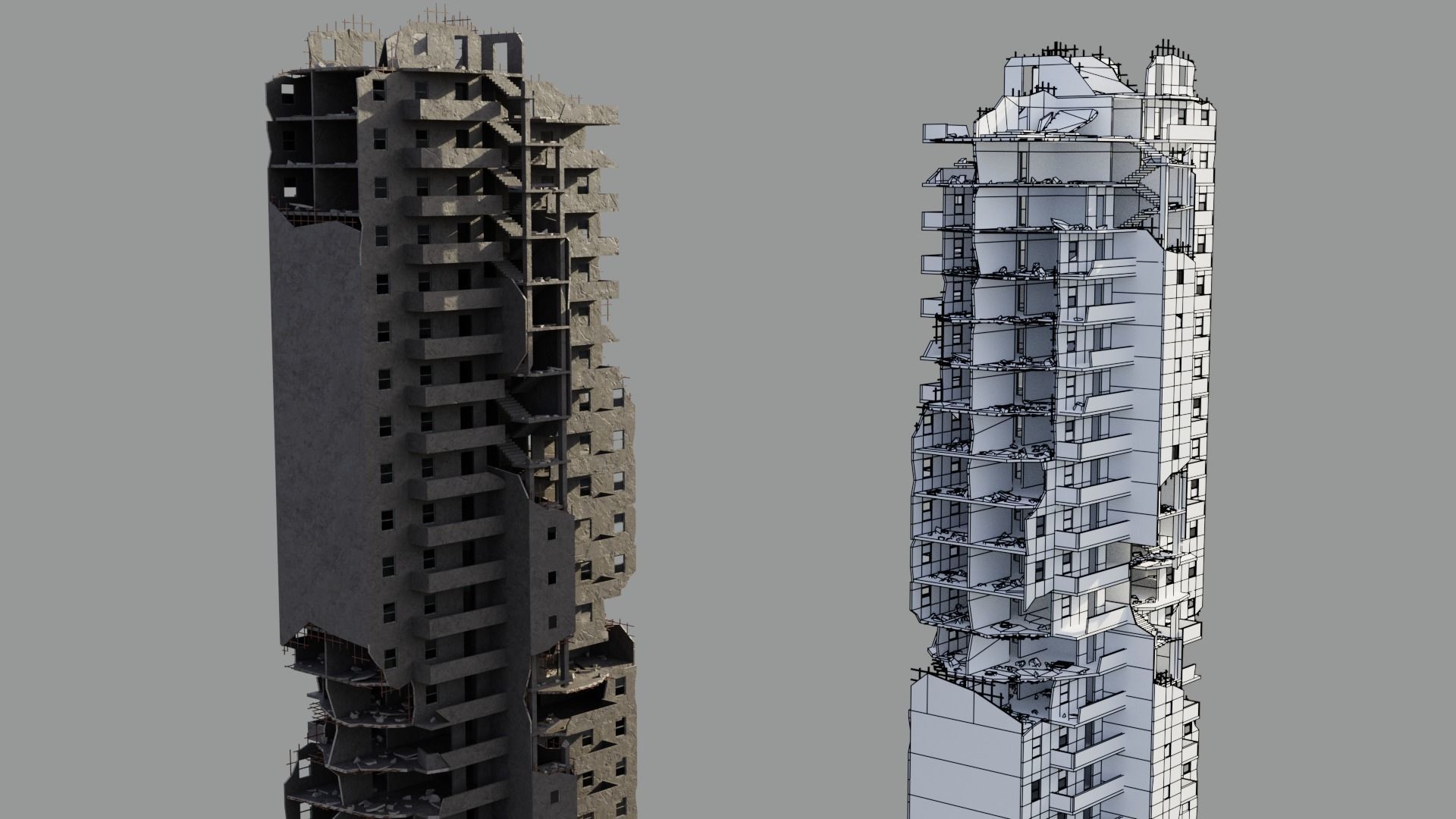 Post Apocalyptic Ruined City 3D model_8