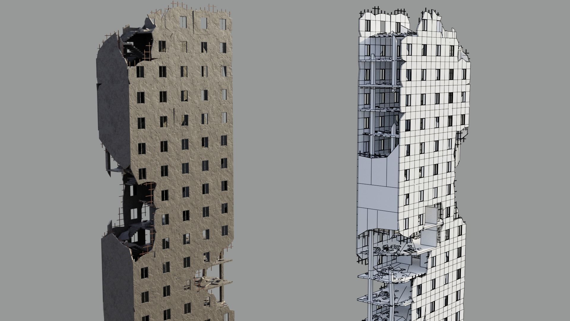 Post Apocalyptic Ruined City 3D model_11