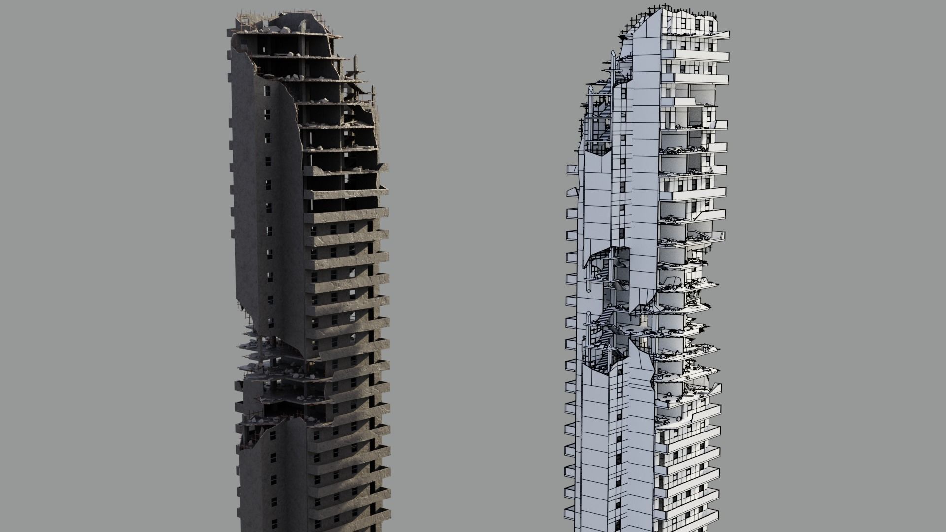 Post Apocalyptic Ruined City 3D model_14