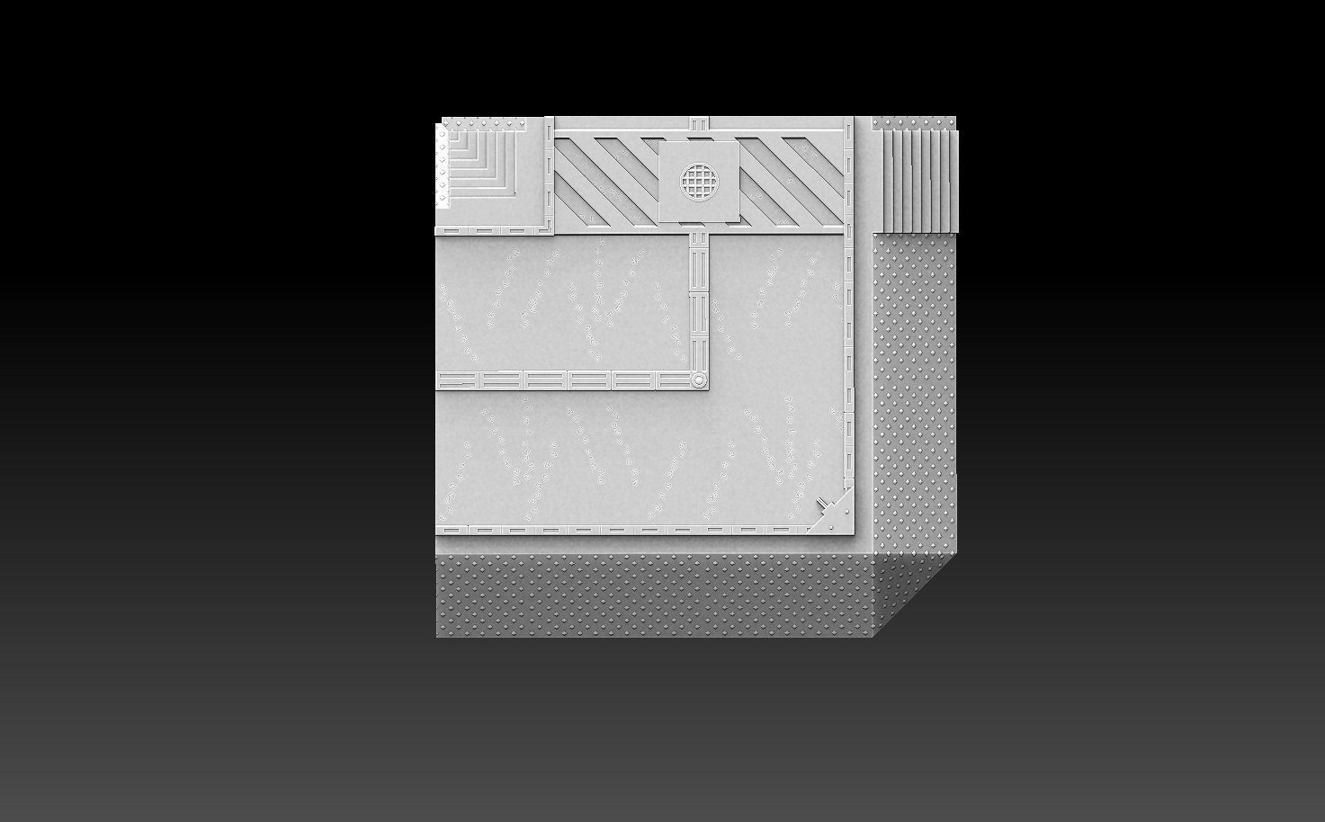 Modular Road Grid Streetlights And Crosswalks 3D print model_3