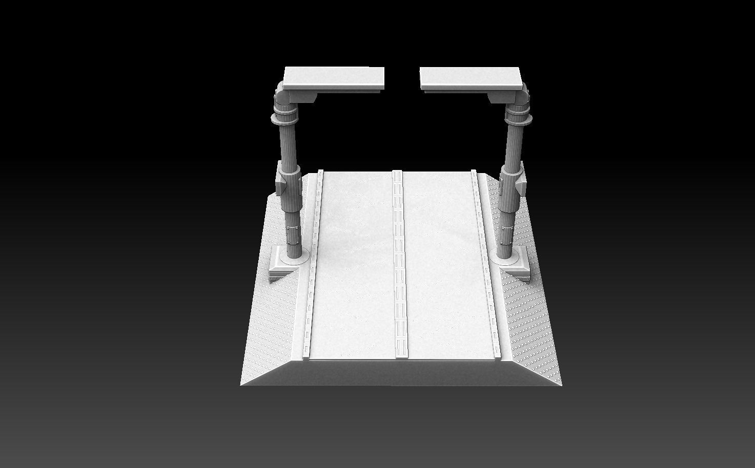 Modular Road Grid Streetlights And Crosswalks 3D print model_14