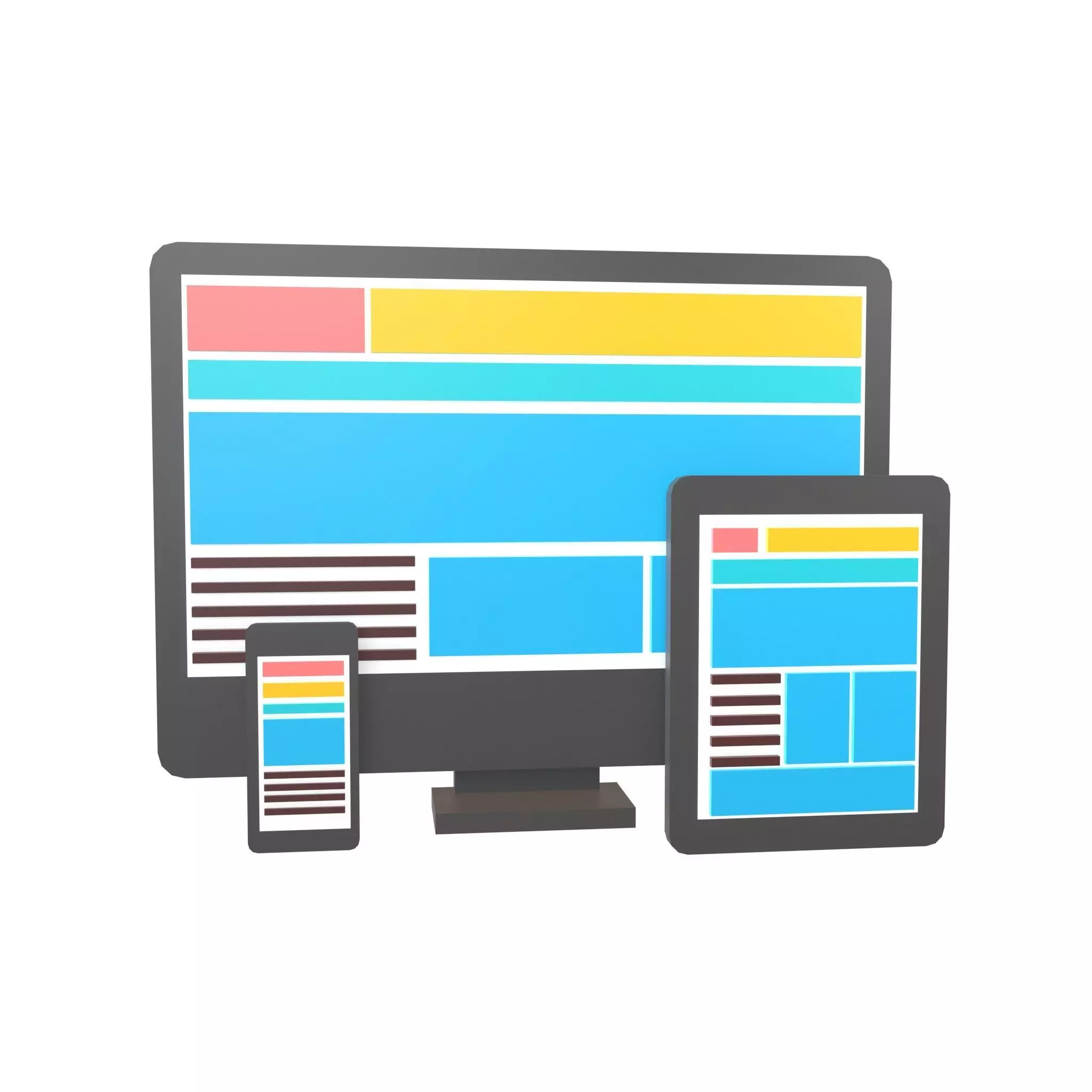 Responsive Design Icon v1 002 Low-poly 3D model_0