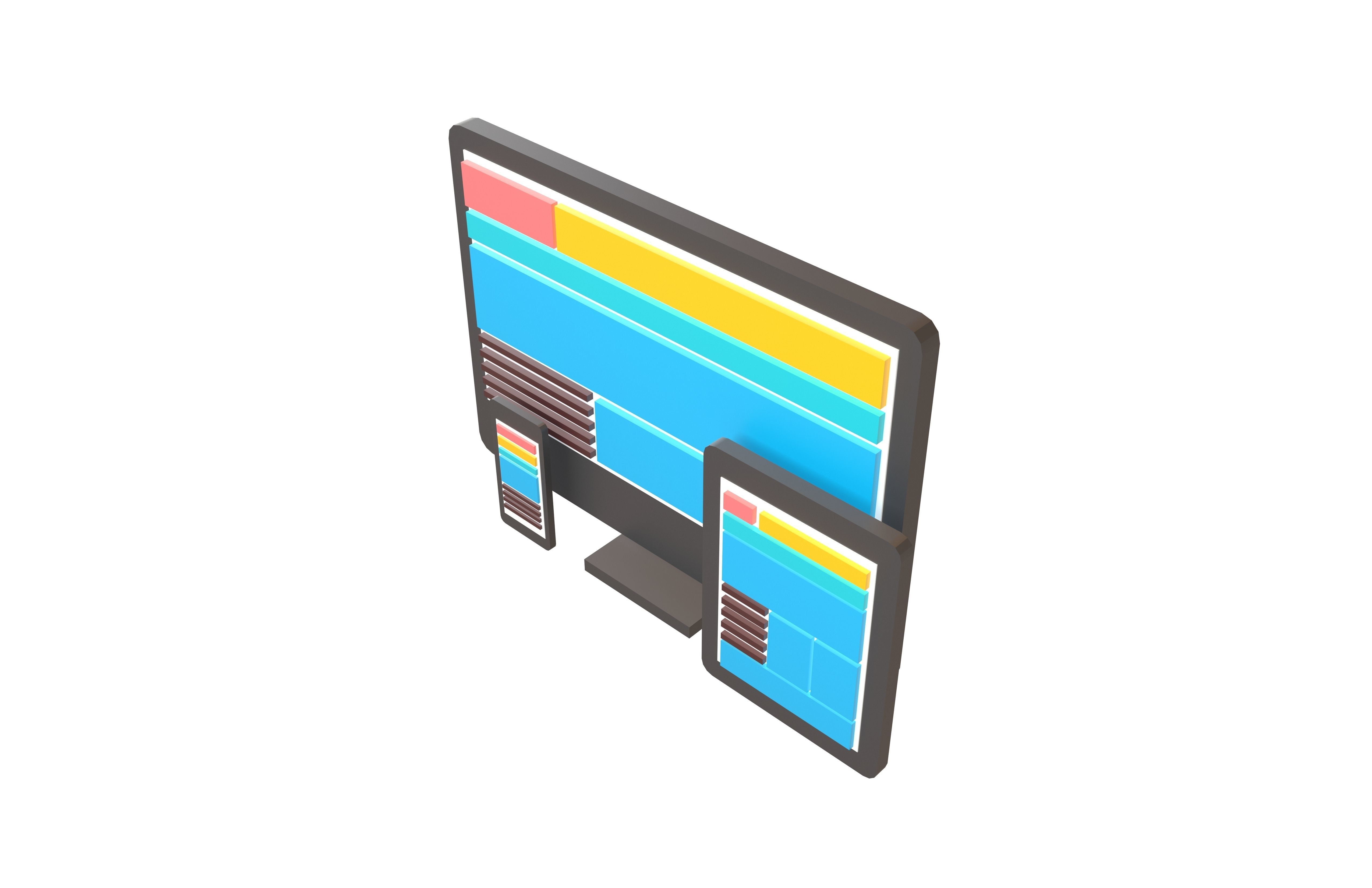 Responsive Design Icon v1 002 Low-poly 3D model_3