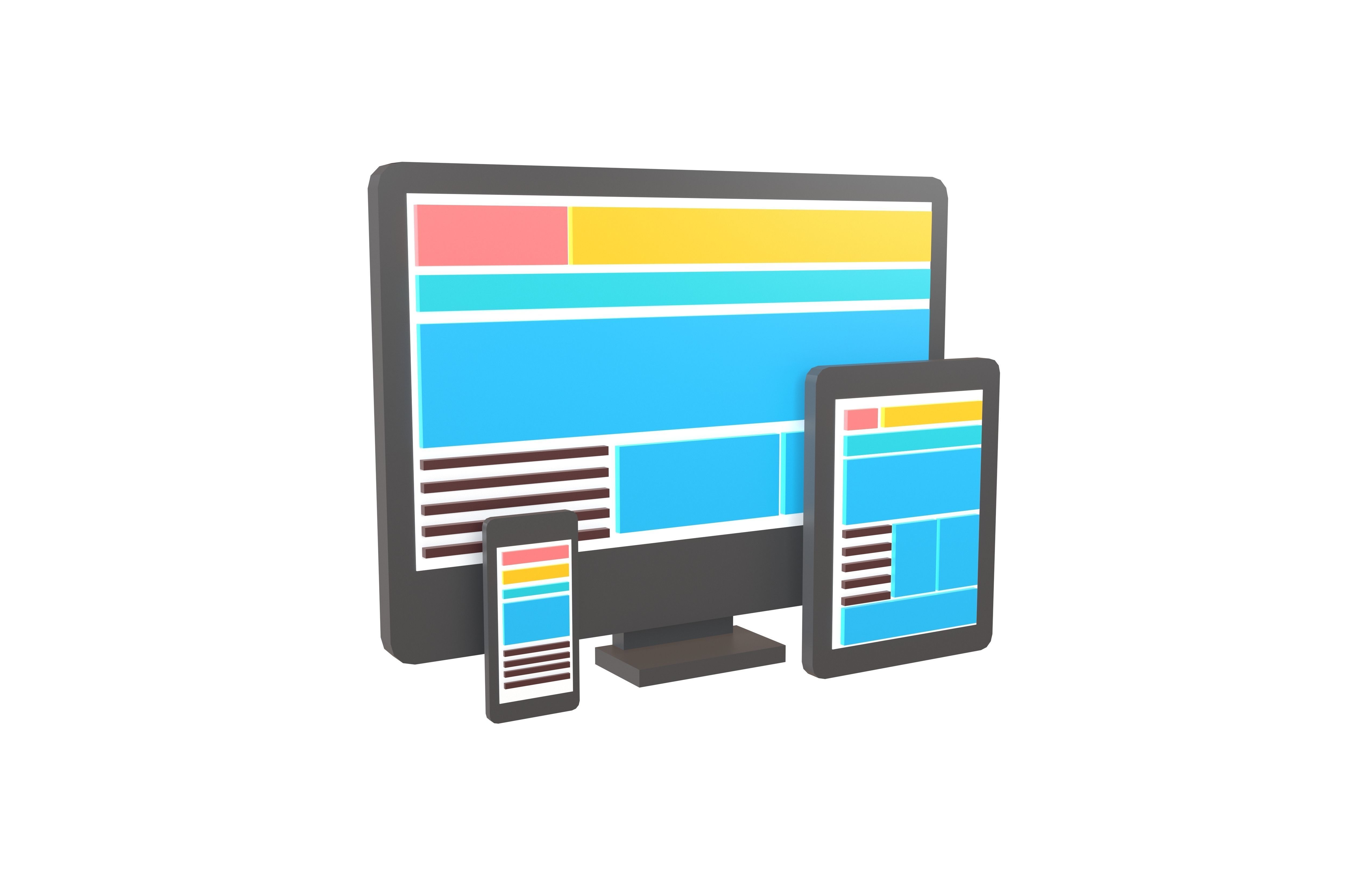 Responsive Design Icon v1 002 Low-poly 3D model_1