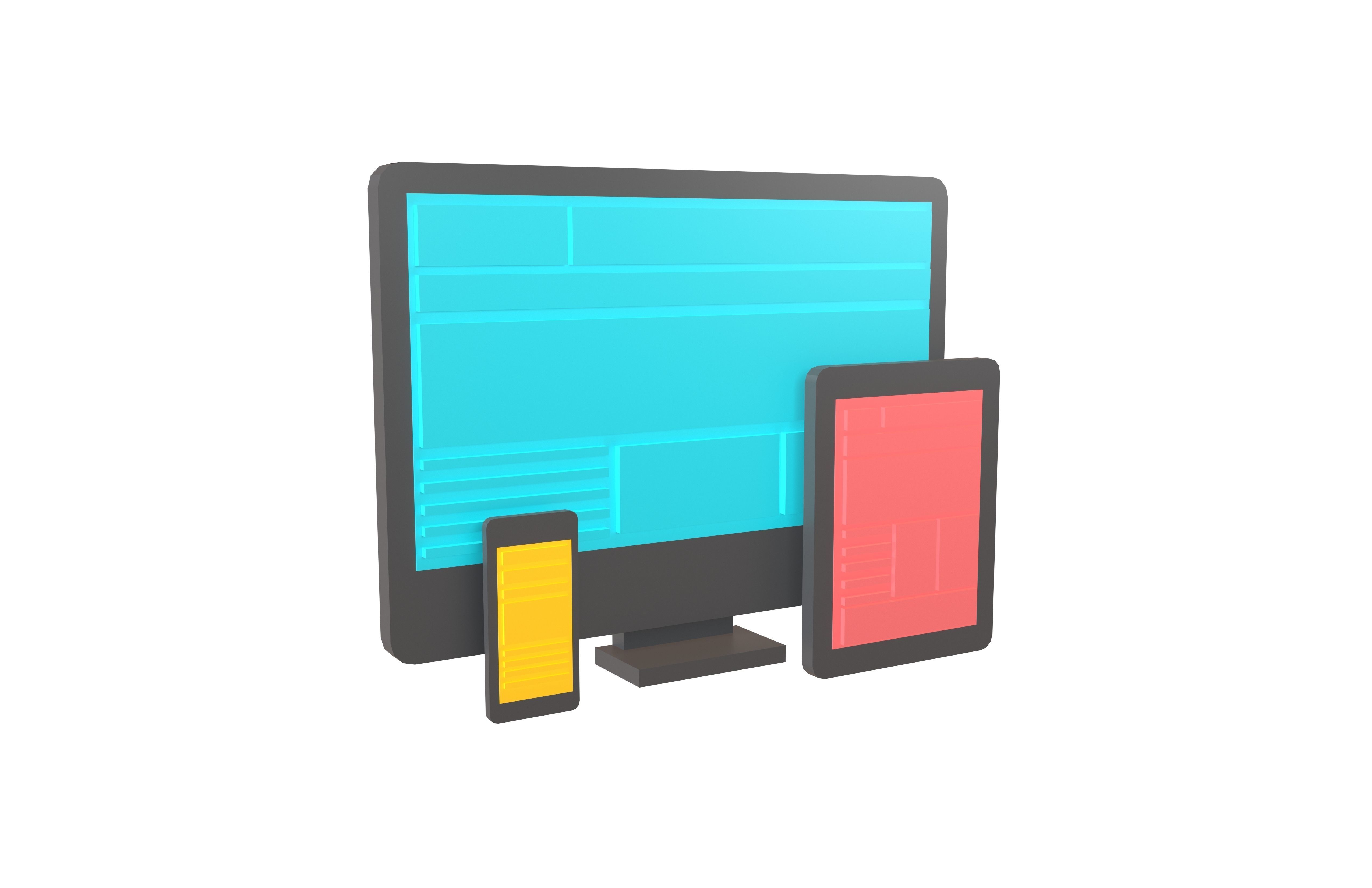 Responsive Design Icon v1 004 Low-poly 3D model_3