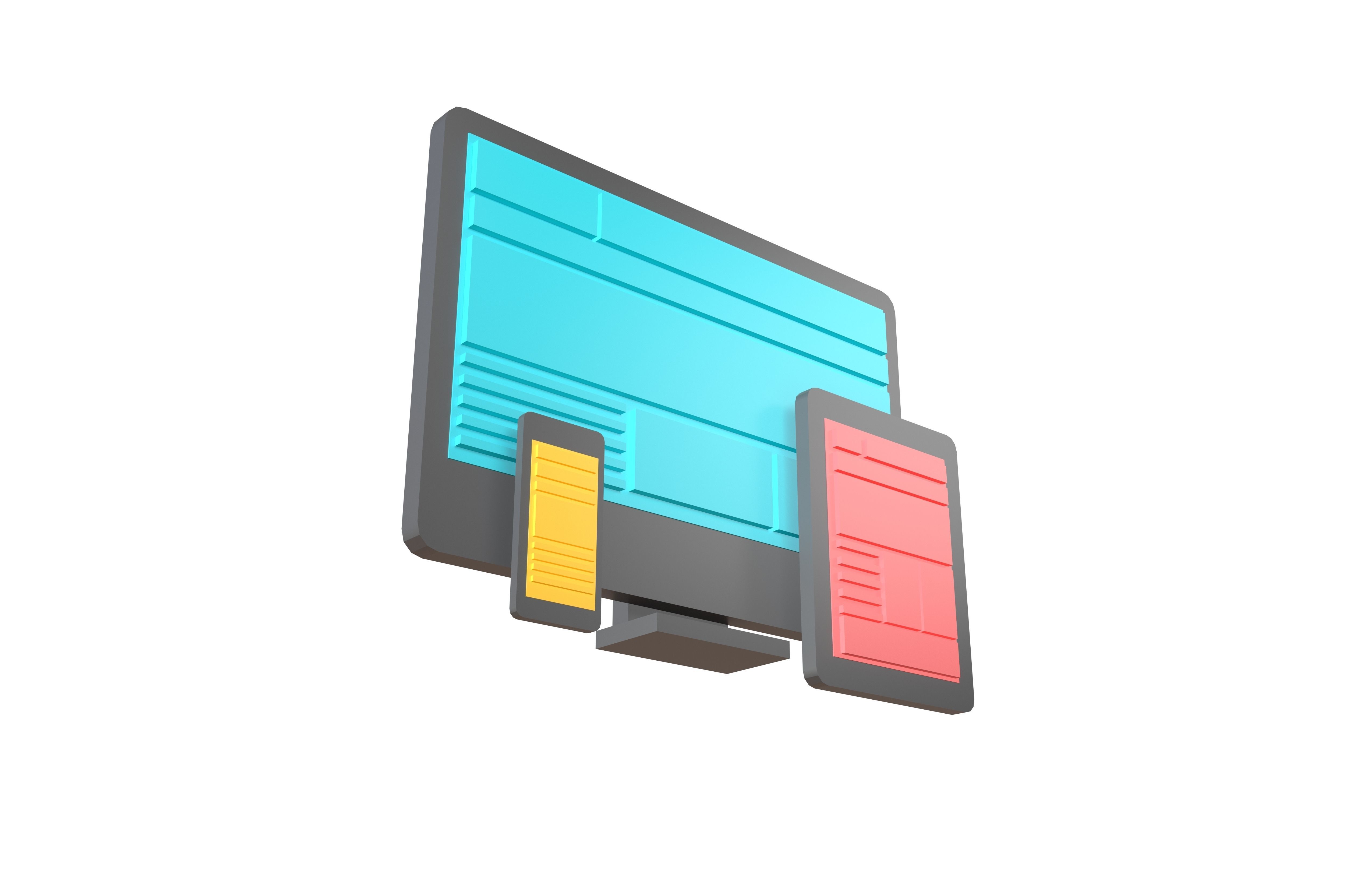 Responsive Design Icon v1 004 Low-poly 3D model_2