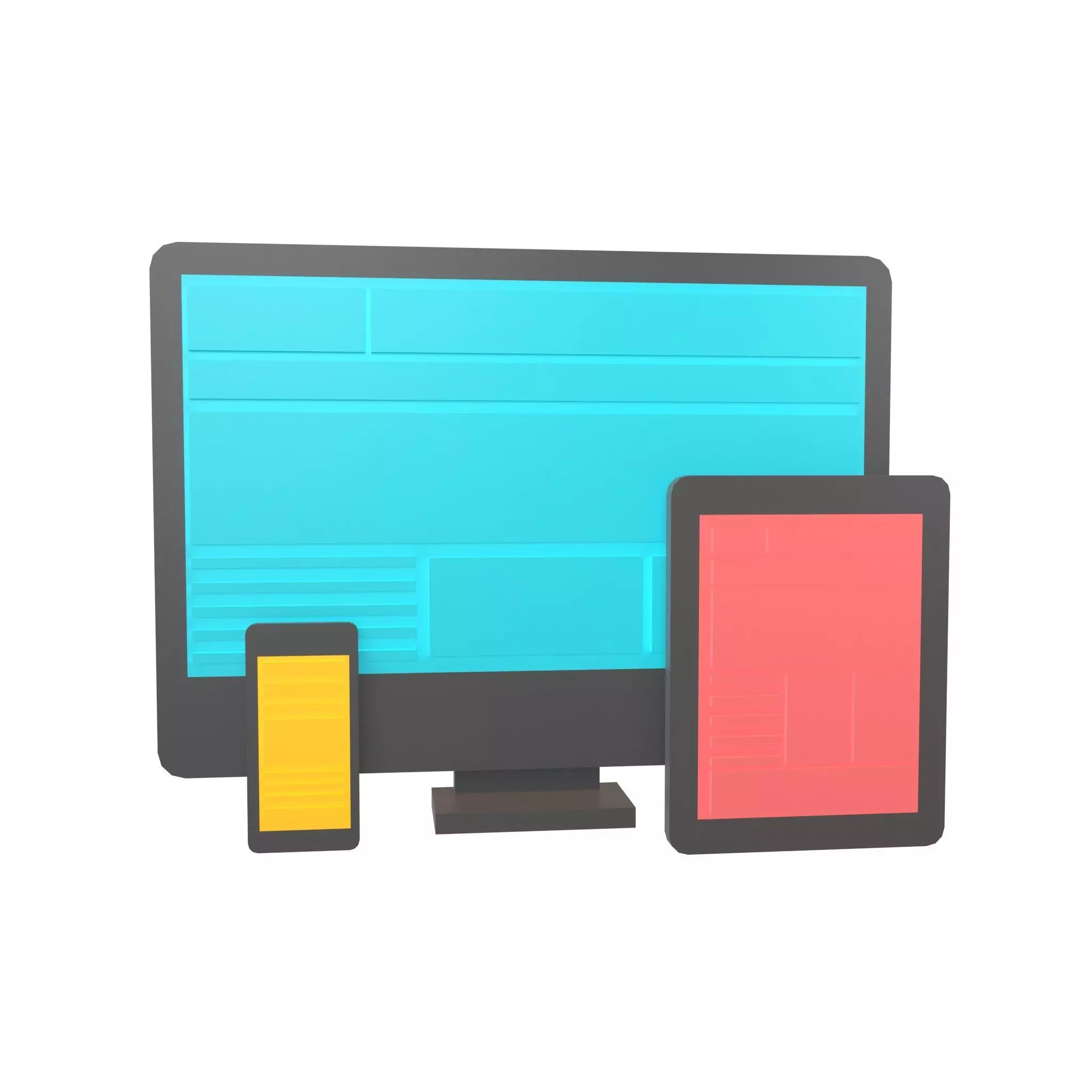 Responsive Design Icon v1 004 Low-poly 3D model_0