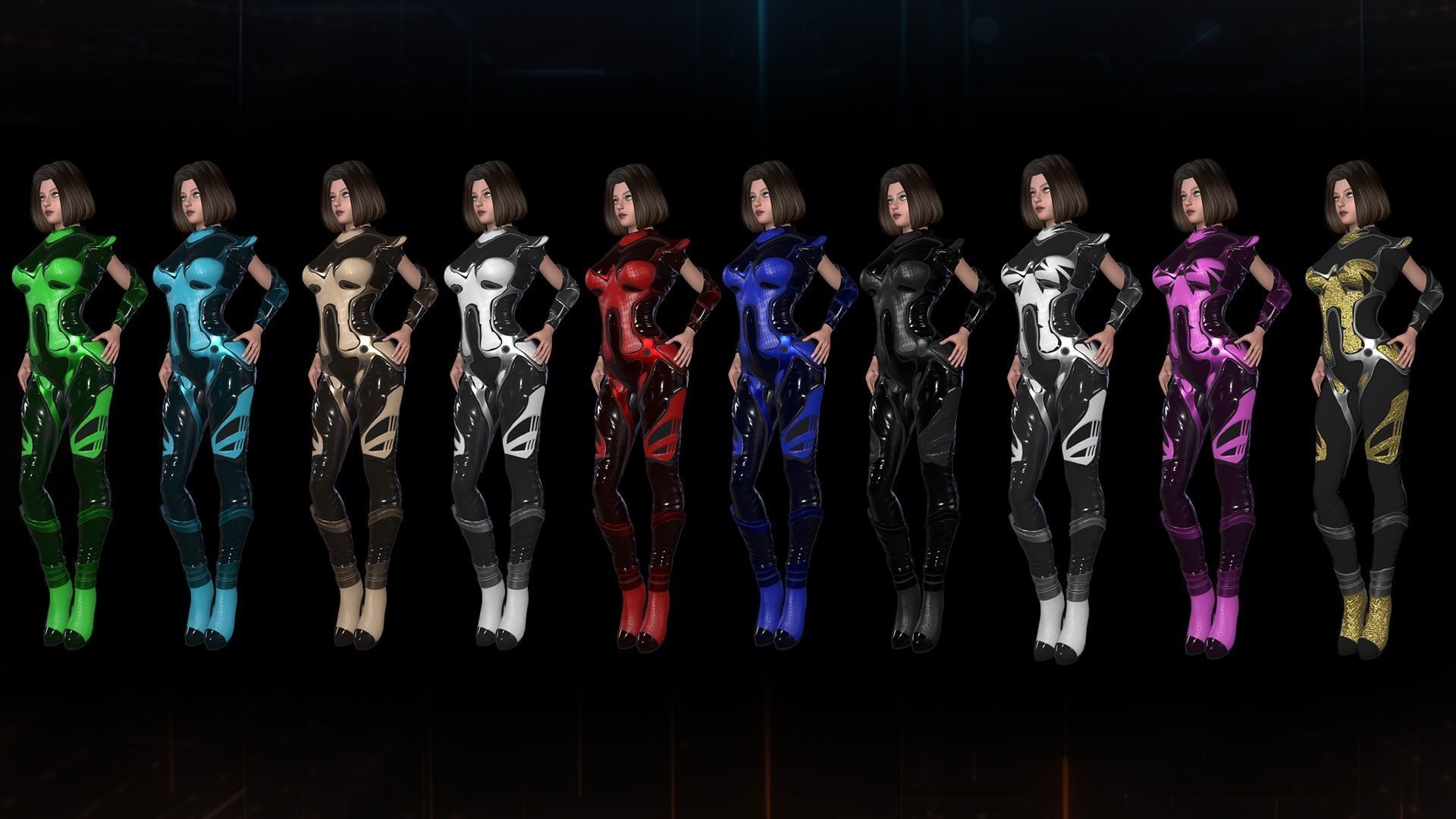 Sci-Fi Girl Low-poly 3D model_2