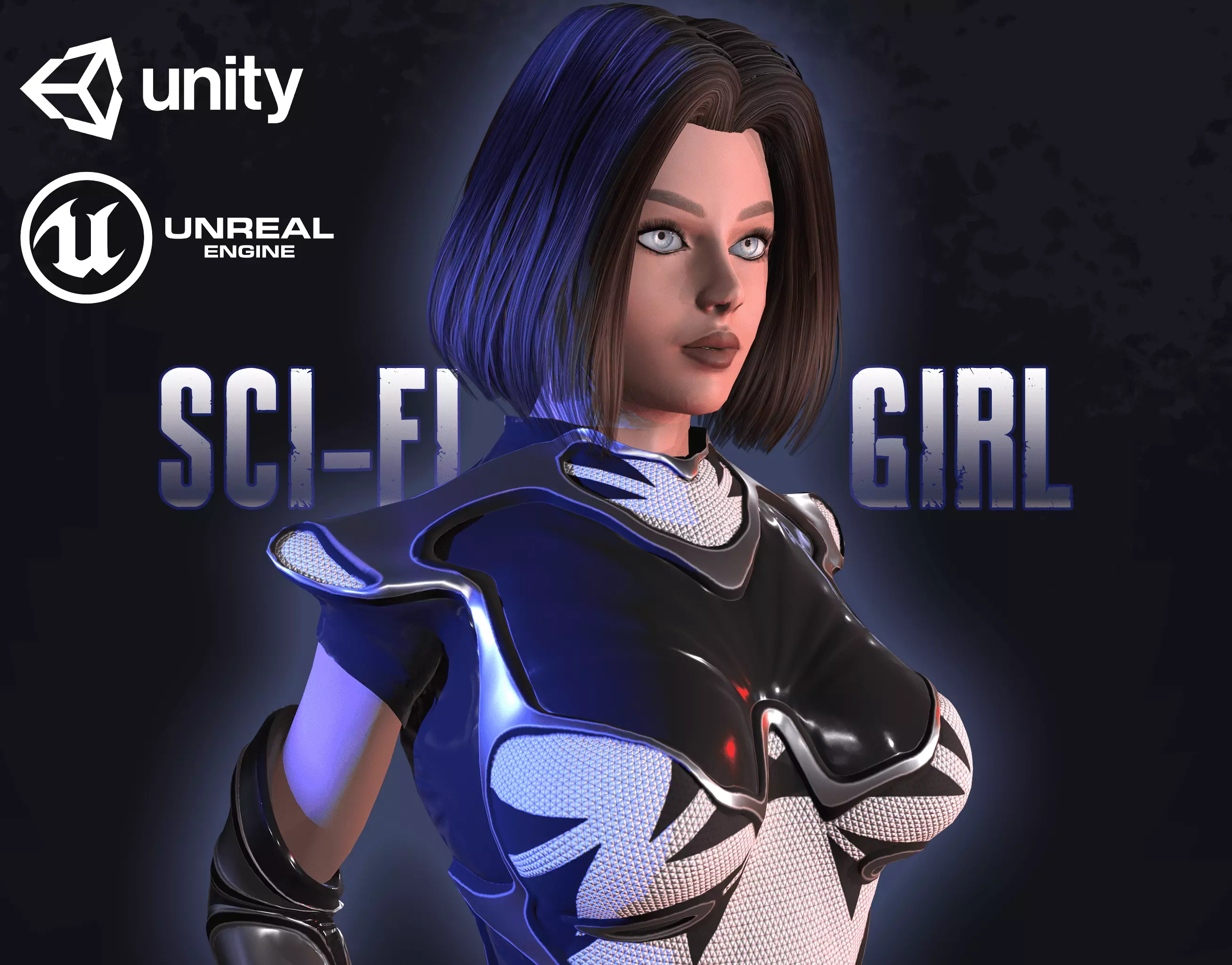 Sci-Fi Girl Low-poly 3D model_0
