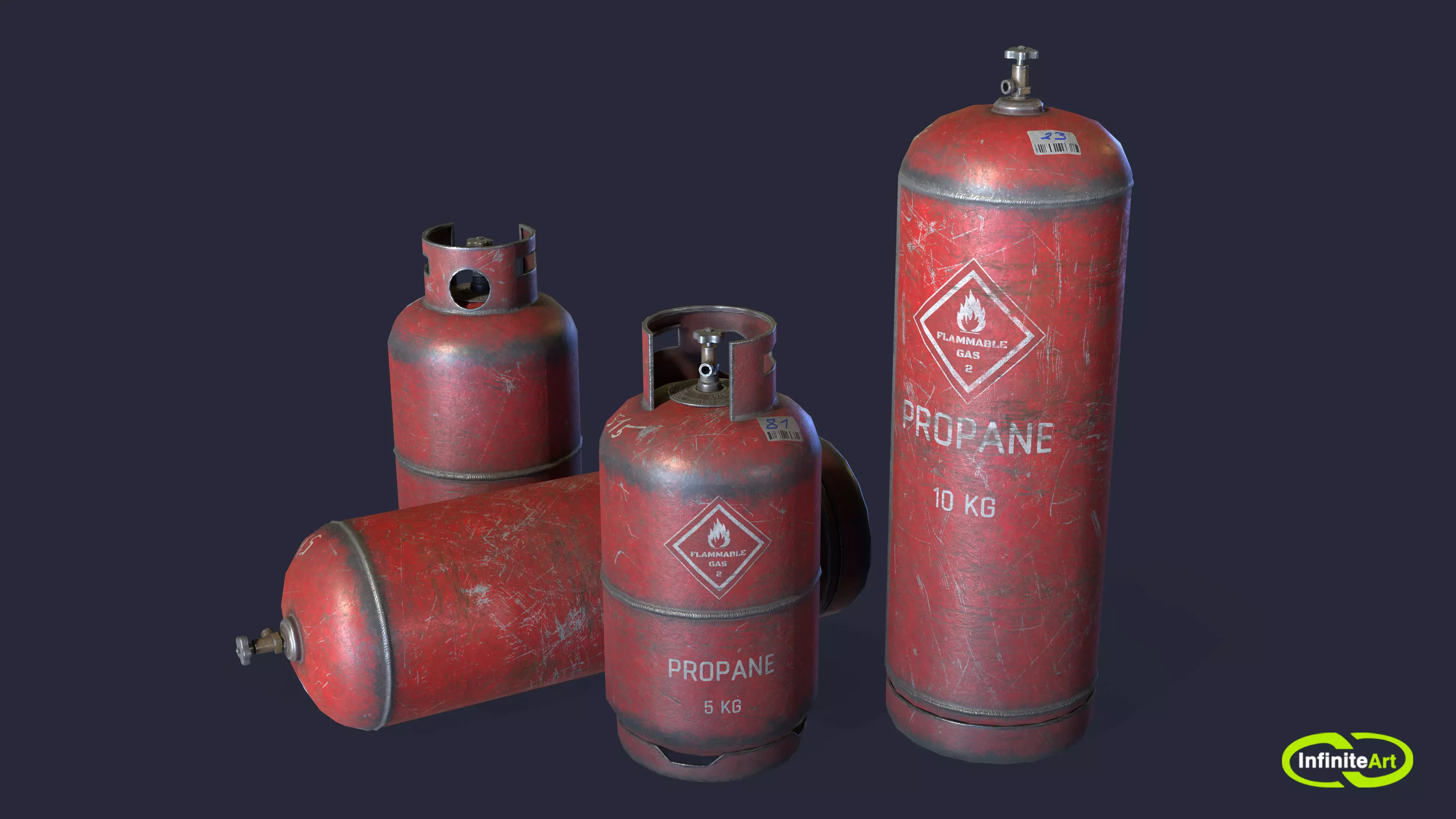 Gas cylinders Low-poly 3D model_0