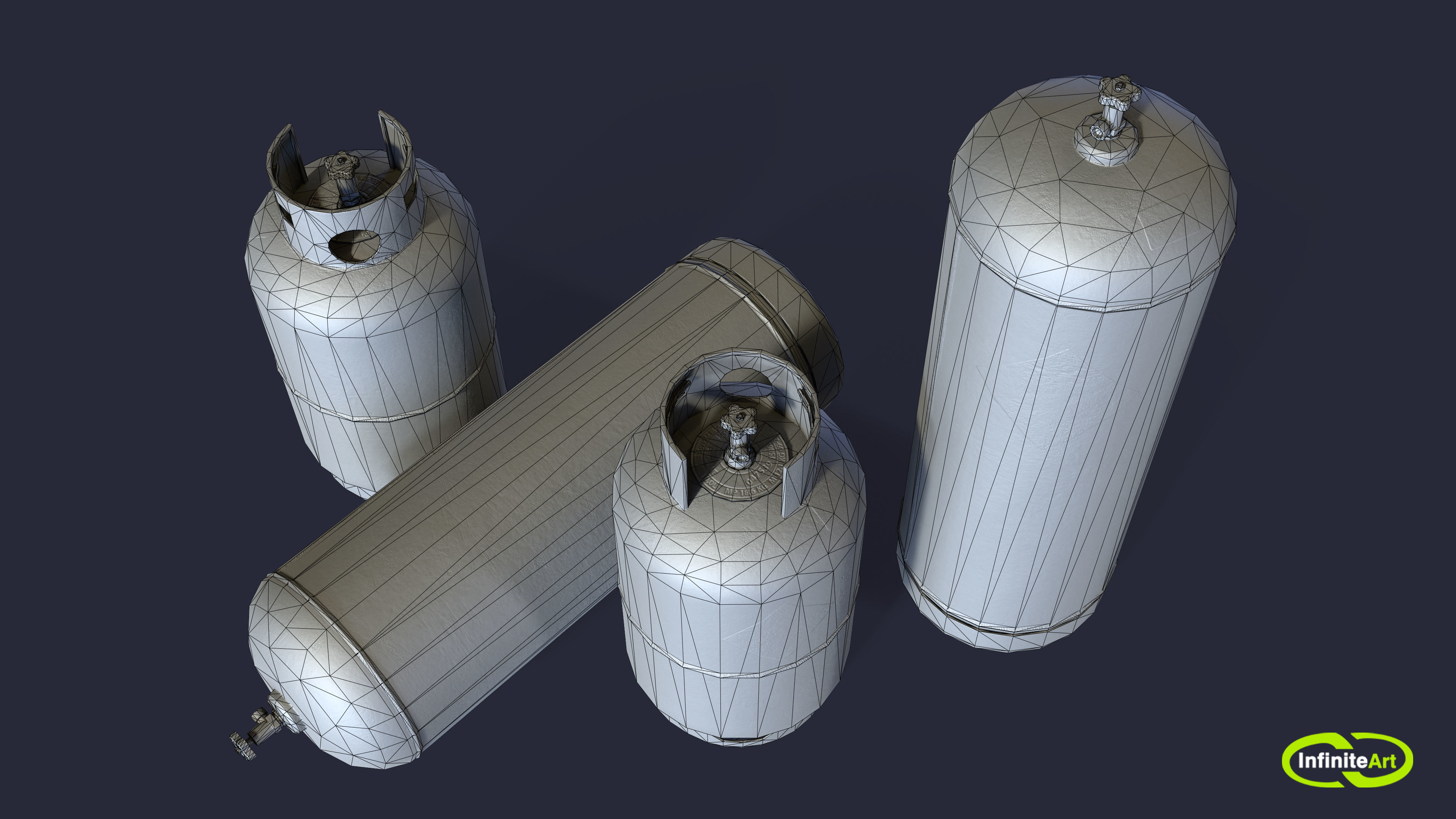 Gas cylinders Low-poly 3D model_6
