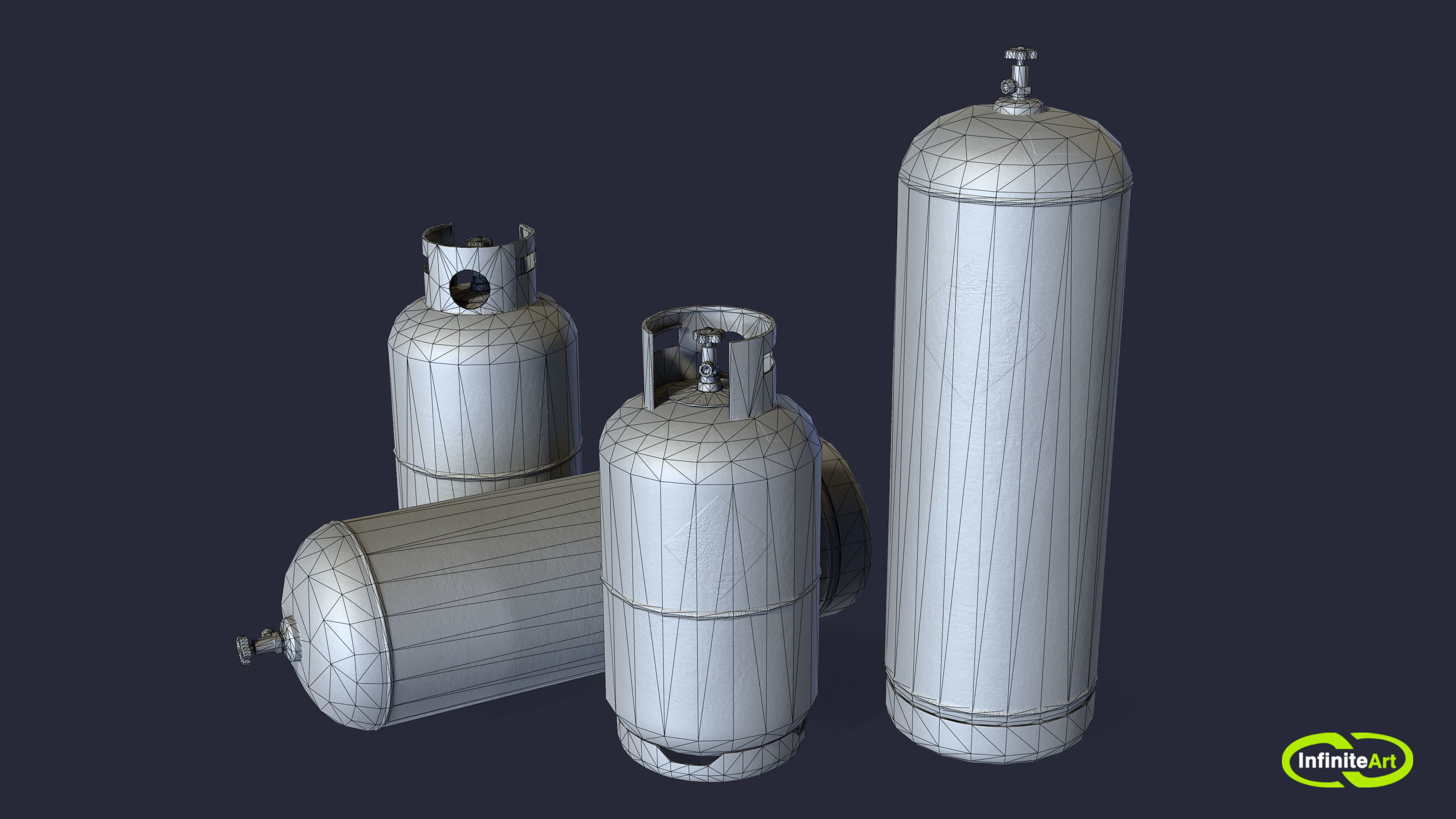 Gas cylinders Low-poly 3D model_3