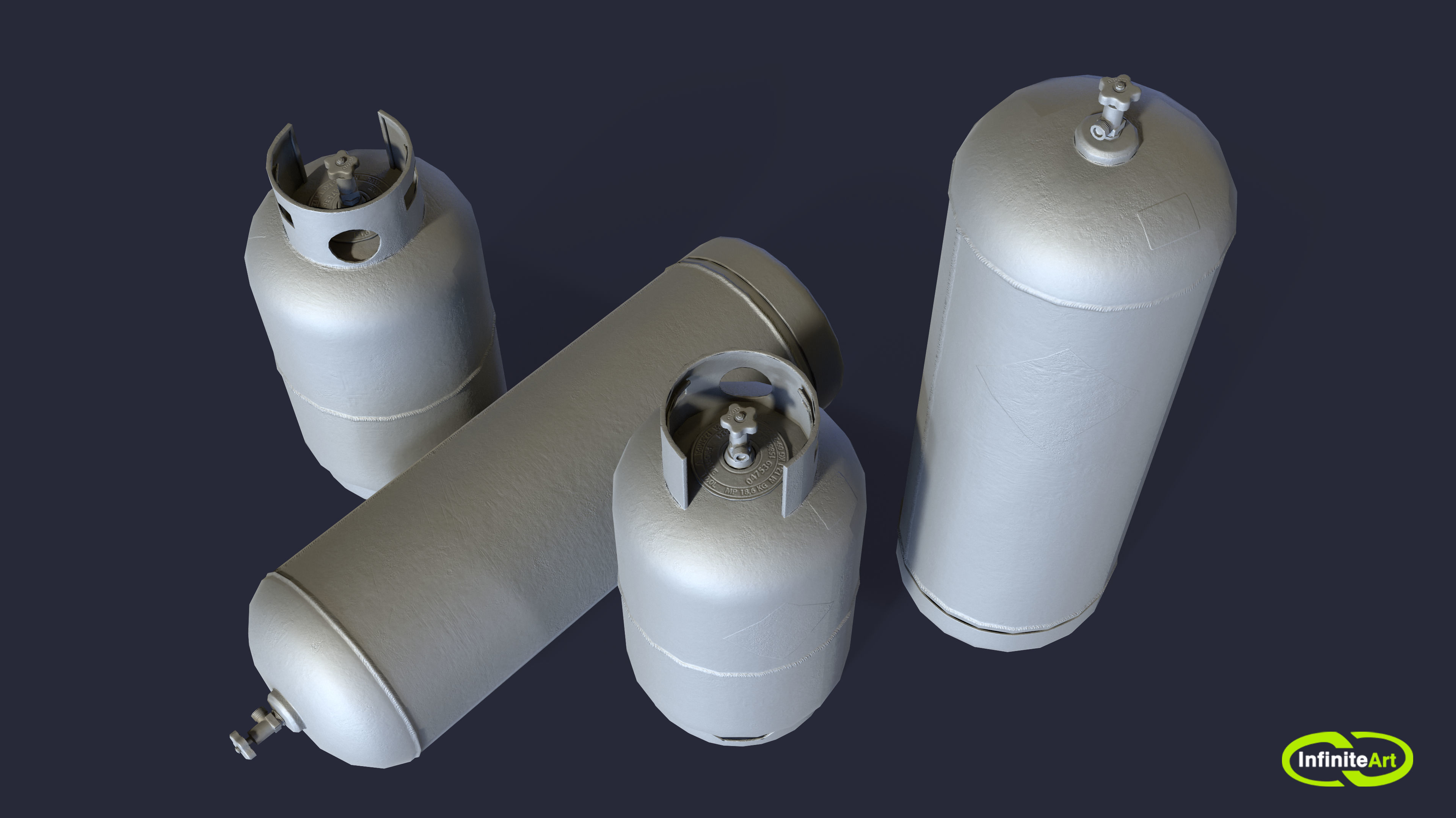 Gas cylinders Low-poly 3D model_5