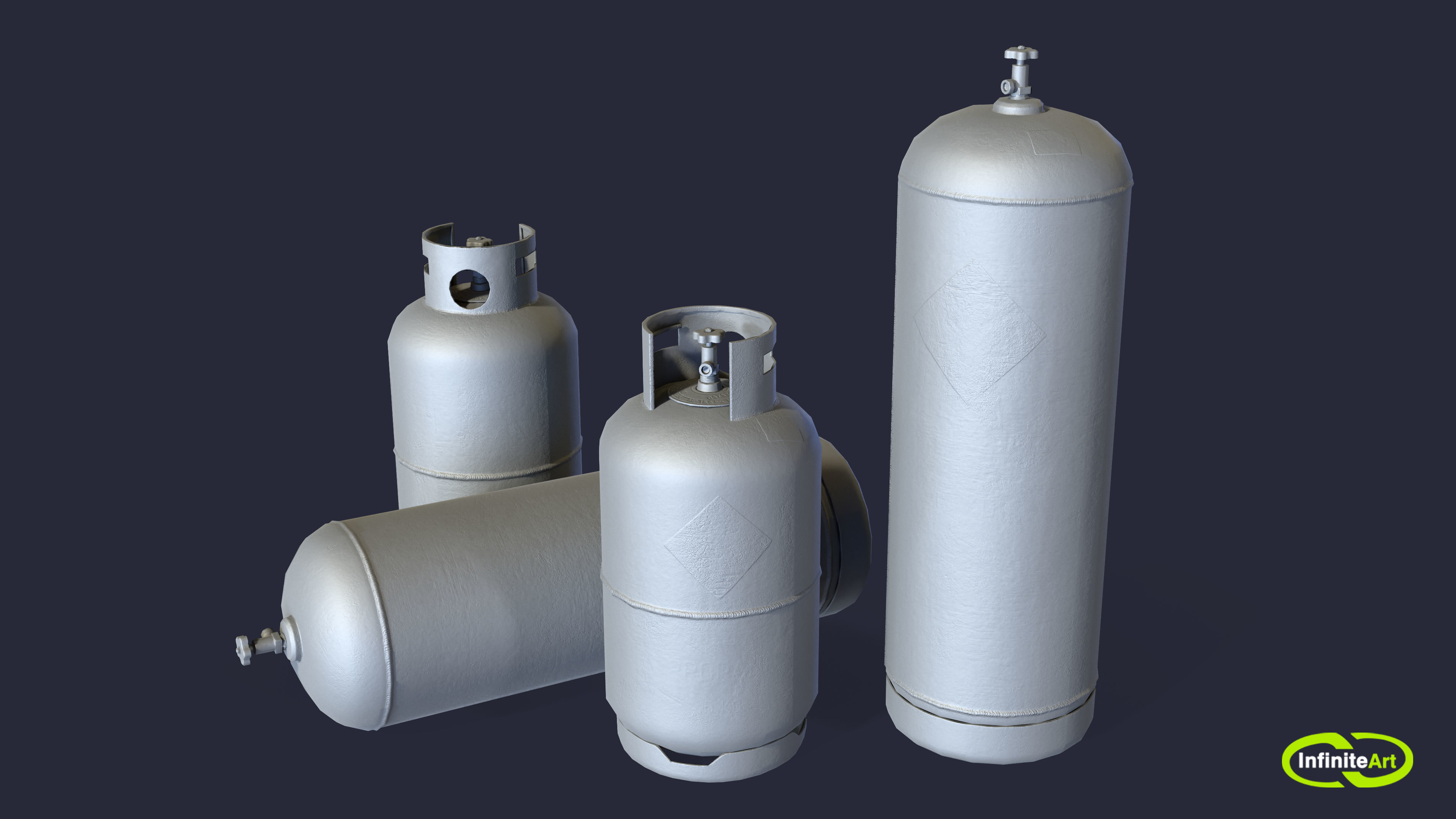 Gas cylinders Low-poly 3D model_2