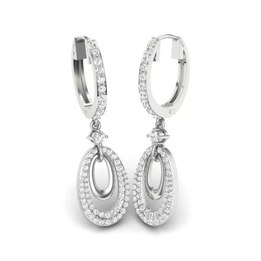 Earrings 3D diamond hoop earring gold 3D print model_0