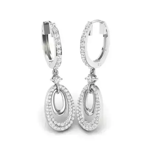 Earrings 3D diamond hoop earring gold