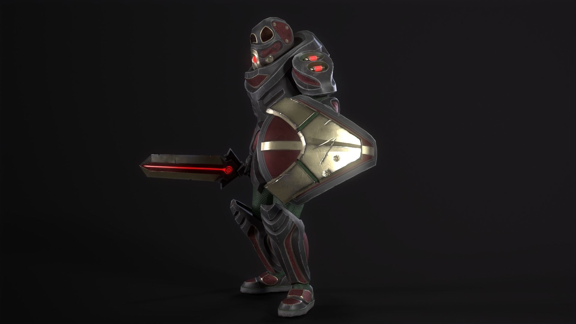 Cyber Soldier - Game Ready Low-poly 3D model_9