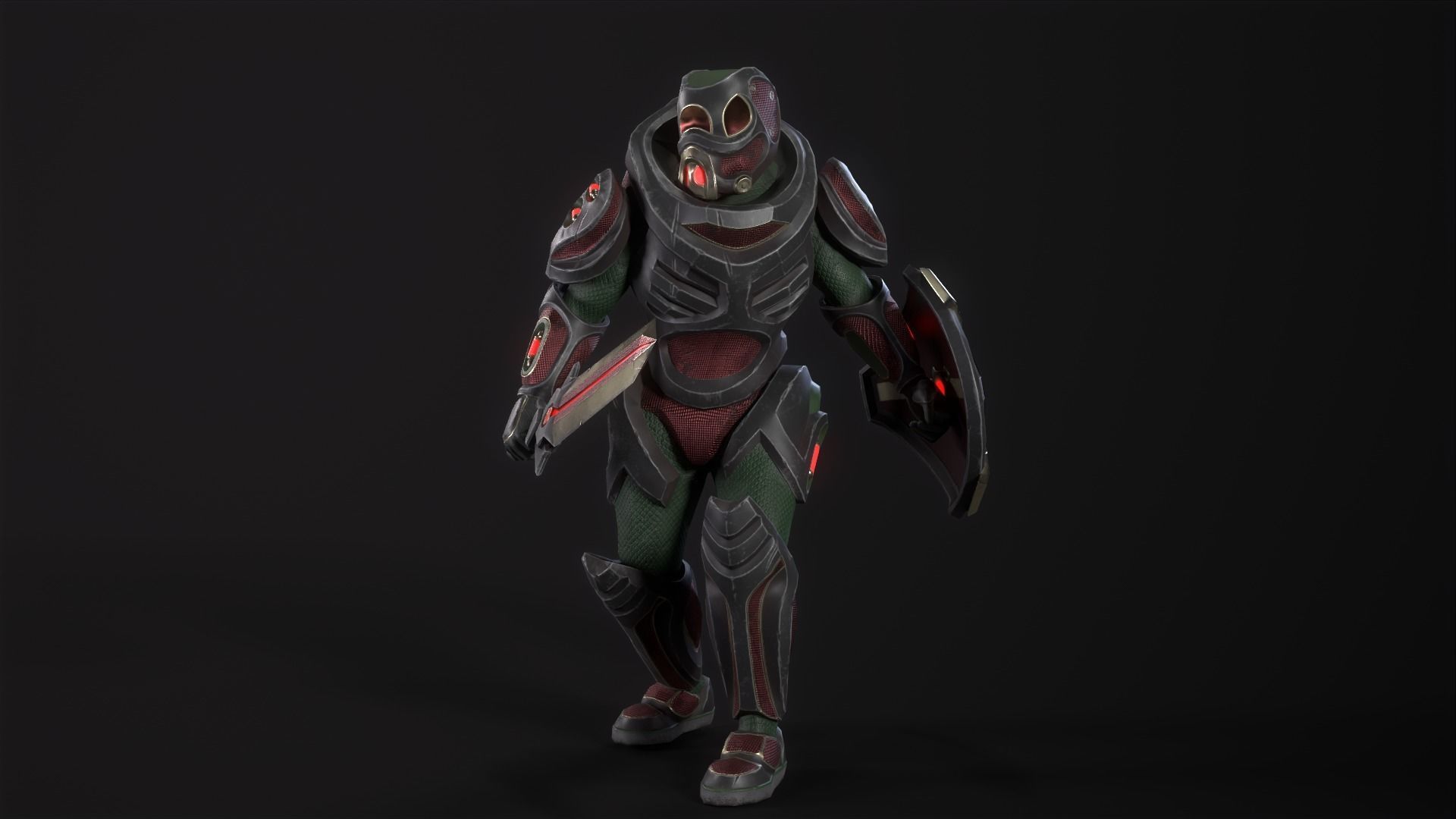 Cyber Soldier - Game Ready Low-poly 3D model_10