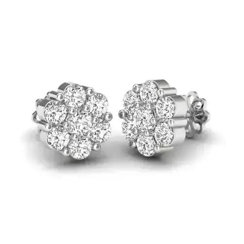 Earrings 3D diamond cluster stud earring gold 3D print model