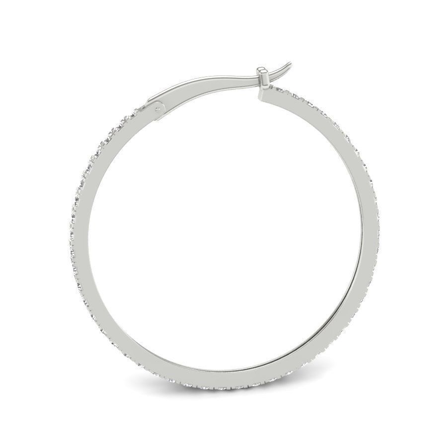 Earrings 3D gold hoop earring with diamonds 3D print model_3