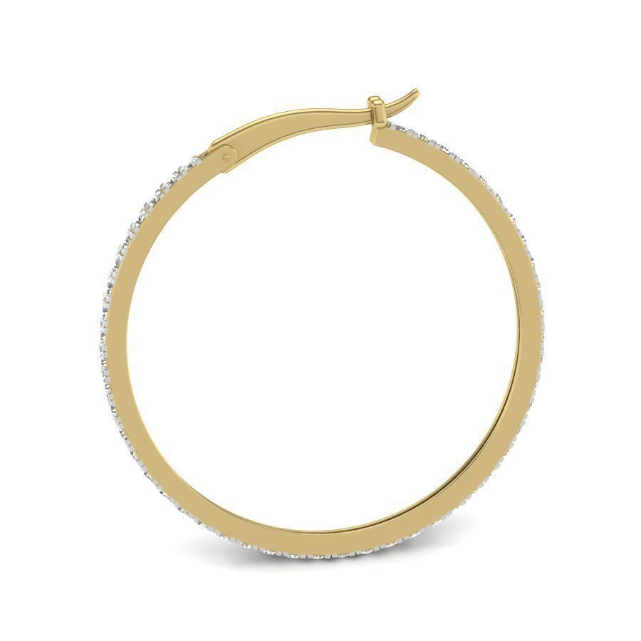 Earrings 3D gold hoop earring with diamonds 3D print model_7