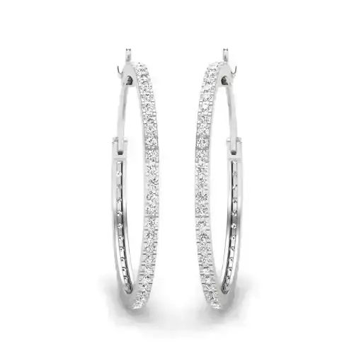 Earrings 3D gold hoop earring with diamonds