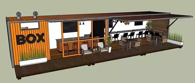 Cafe from shipping container 40ft 3D model