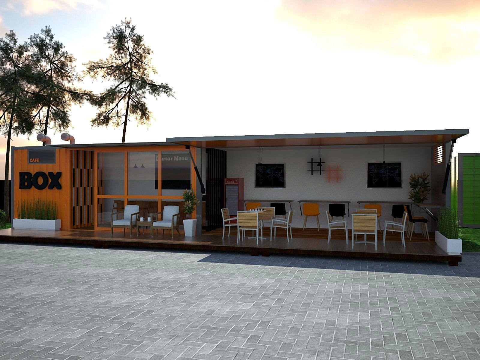 Cafe from shipping container 40ft 3D model_3