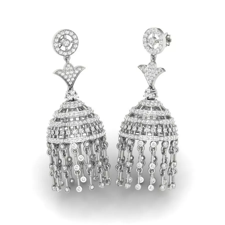 Earrings gold and diamond jhumka earring 3D print model