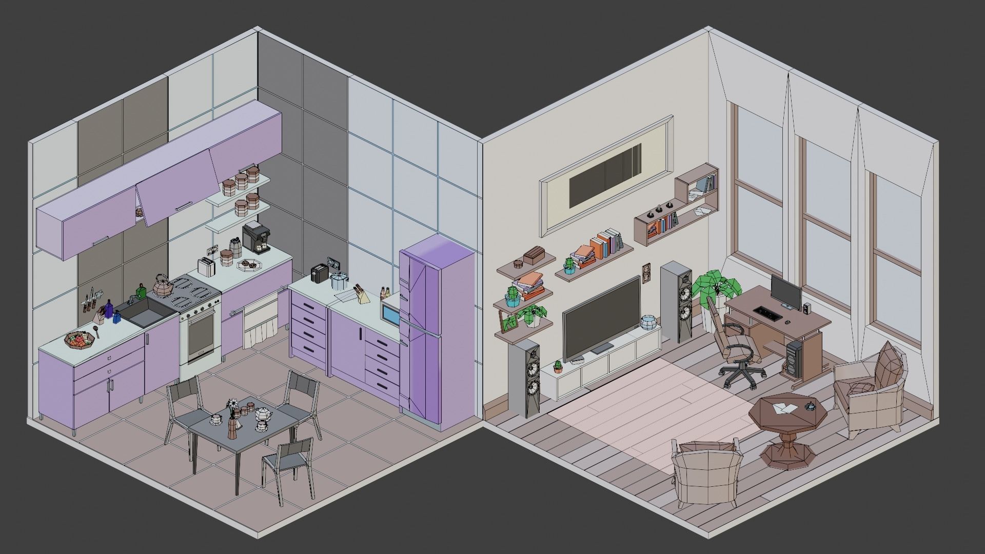 room 14 Low-poly 3D model_1