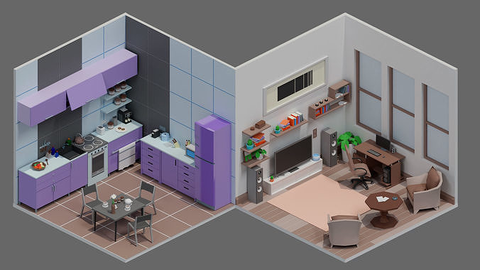 room 14 Low-poly 3D model