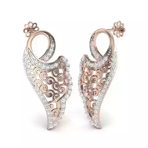 Earrings with diamonds 3D