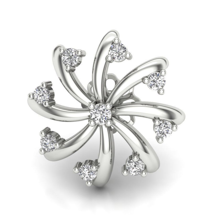 Earrings rose gold diamond flower stud earring 3D print model_12