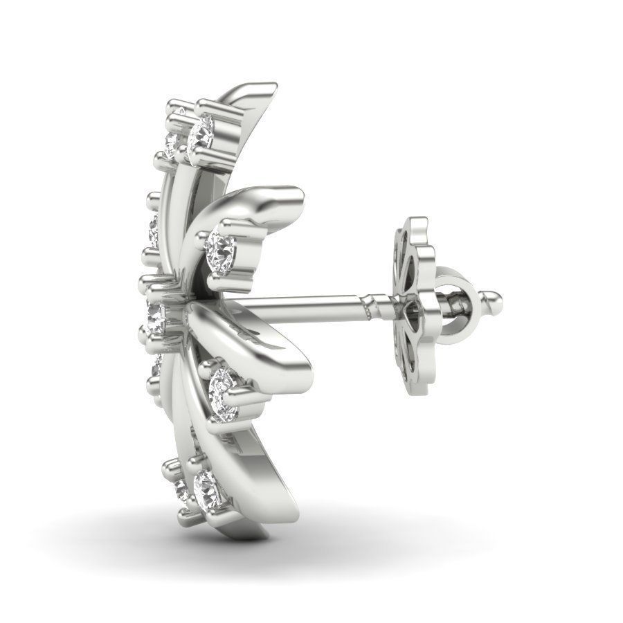 Earrings rose gold diamond flower stud earring 3D print model_13