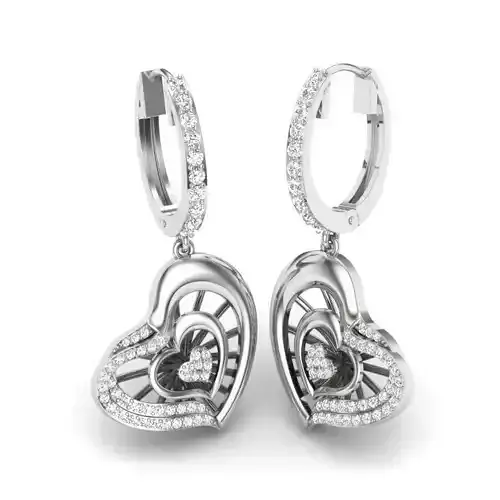 Fashion Diamond Heart Earrings 3D print model