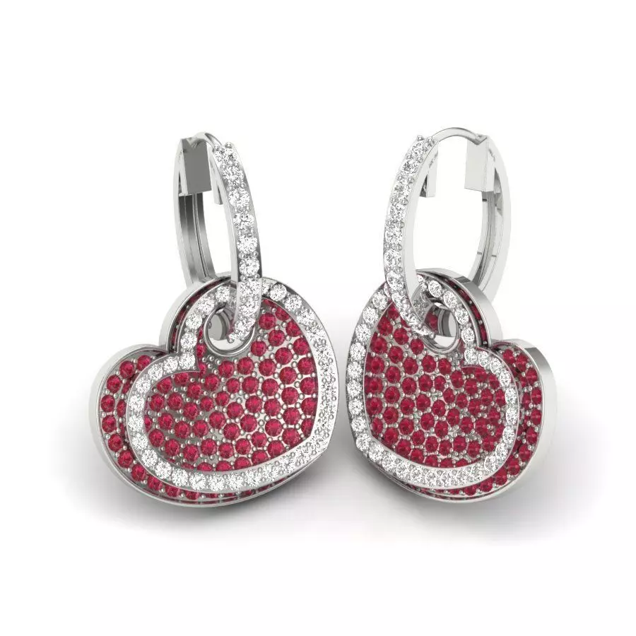 Heart Earrings 3D print model_0