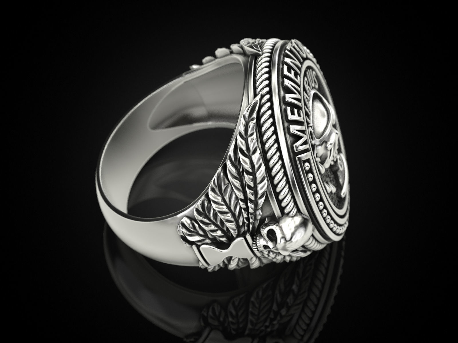 Zodiac skull ring Aquarius 3D print model_30