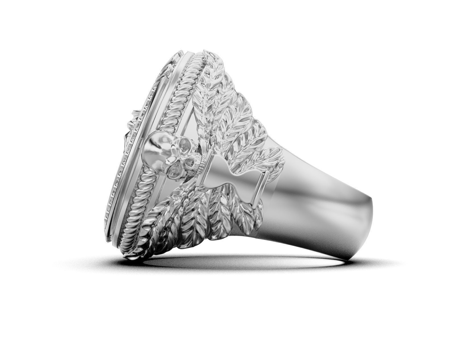 Zodiac skull ring Aquarius 3D print model_19