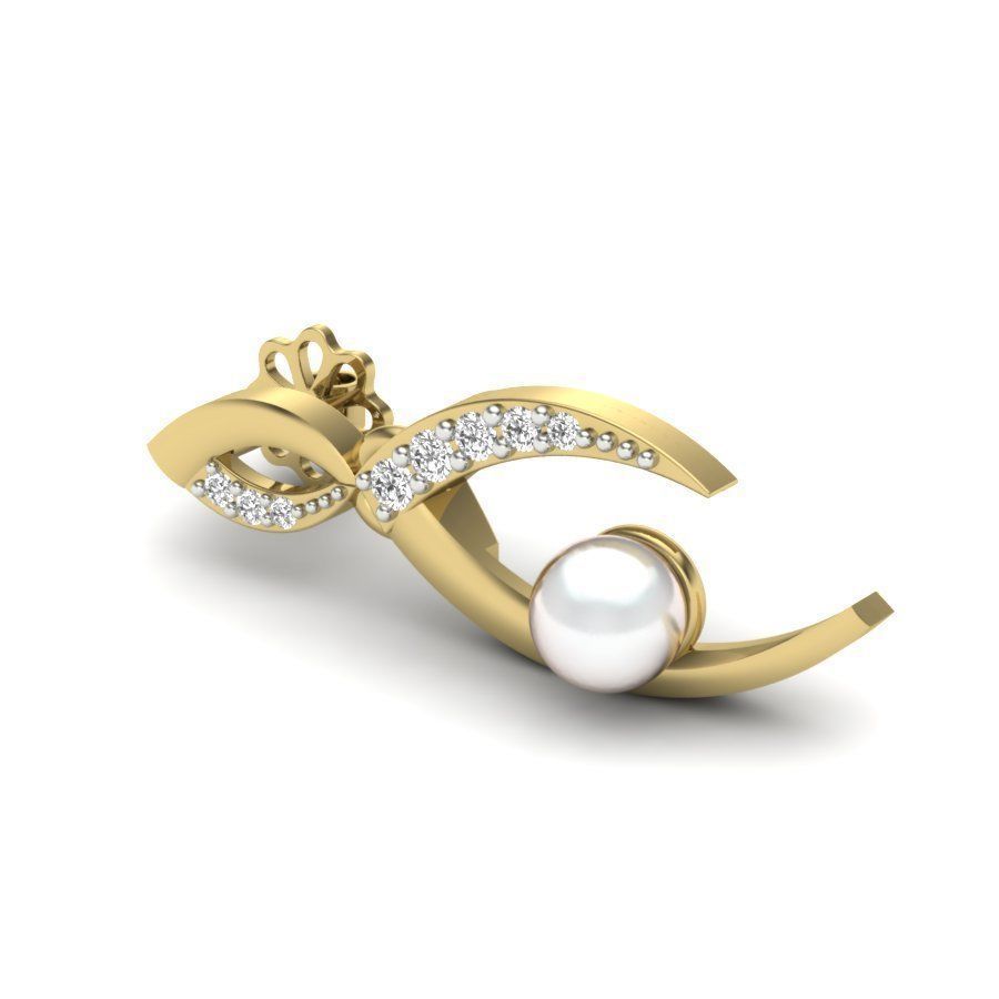 Earrings print model pearl and diamond pendant gold 3D print model_7