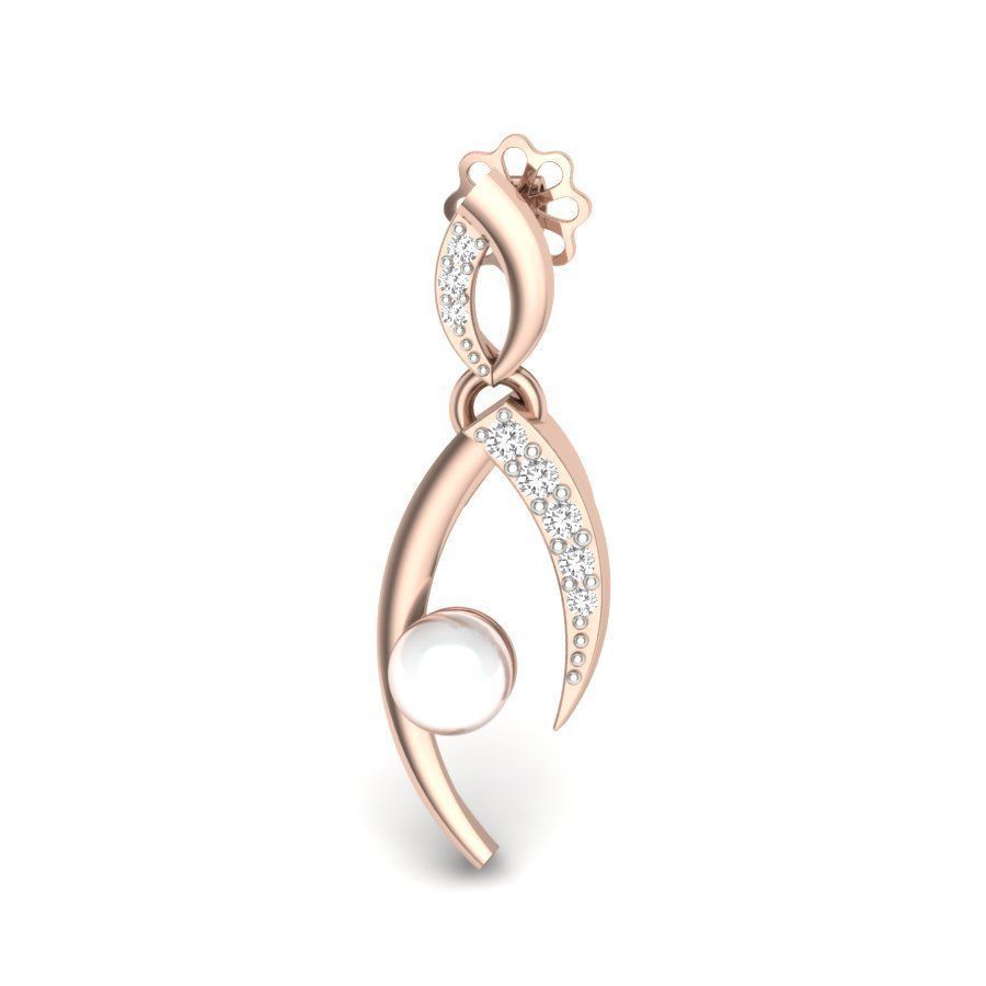 Earrings print model pearl and diamond pendant gold 3D print model_8