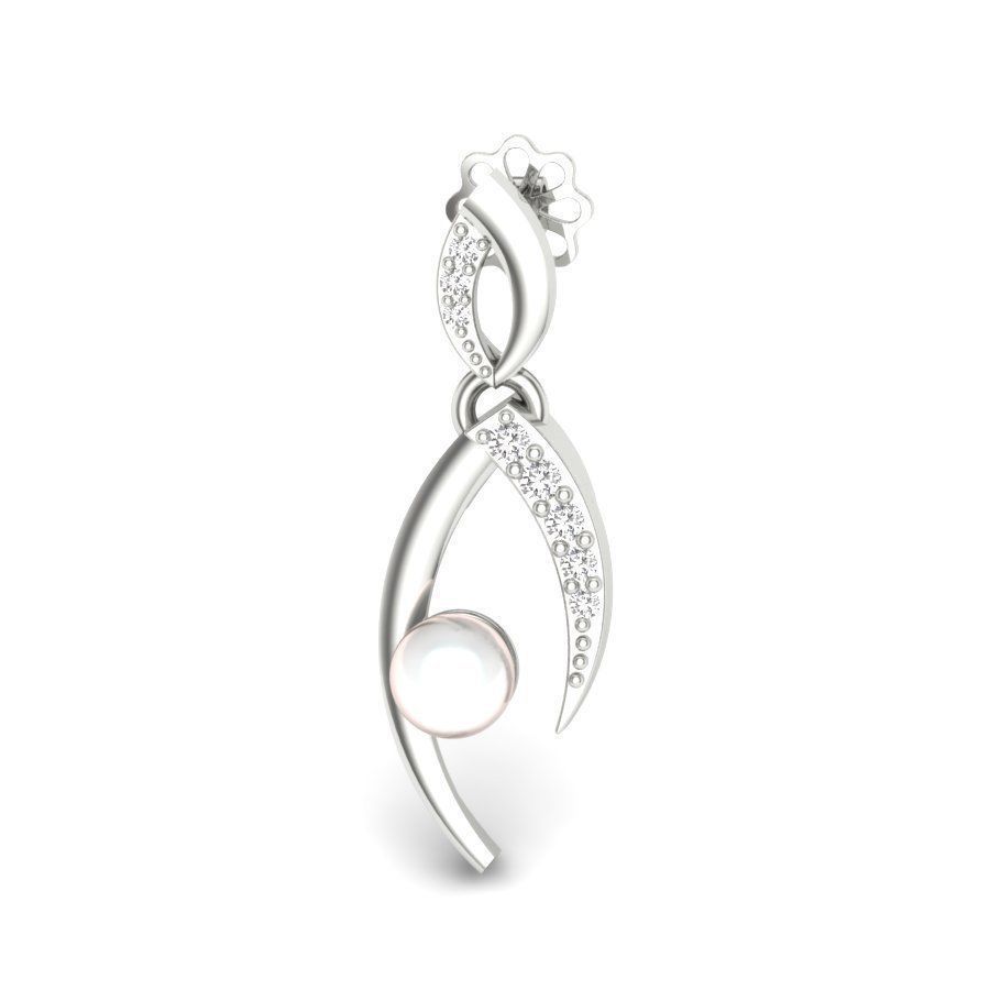 Earrings print model pearl and diamond pendant gold 3D print model_13