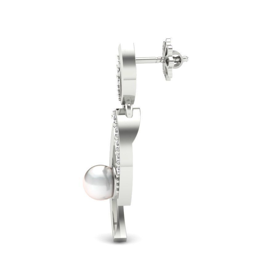 Earrings print model pearl and diamond pendant gold 3D print model_14